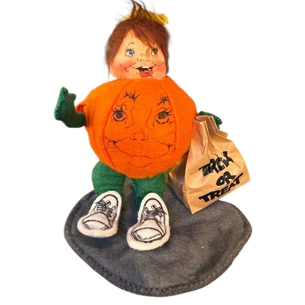 Vintage Annalee Doll 1990 Pumpkin Boy Trick Or Treat Halloween 7 Inch